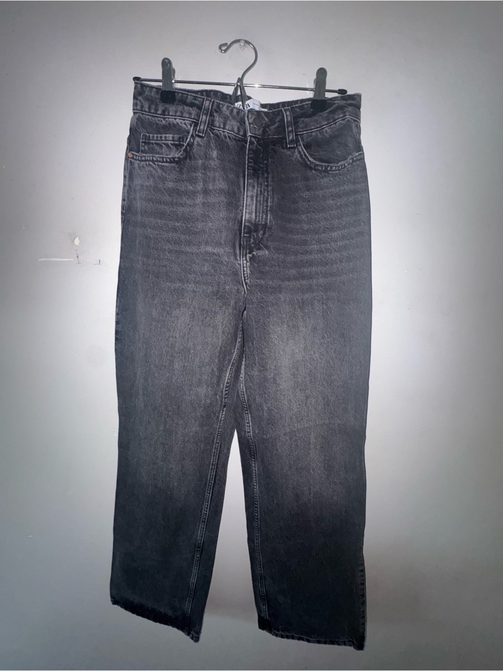 Washed Black Straight-Leg Jeans